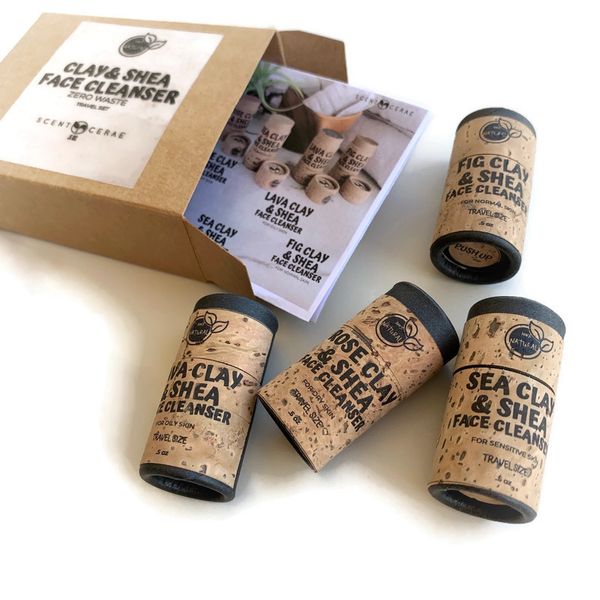 Clay & Shea Travel Face Cleanser Stick – 4-Pack Mini Push-Ups